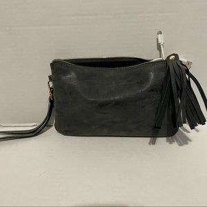Gray Faux Leather Wristlet with Phone Charger NWOT